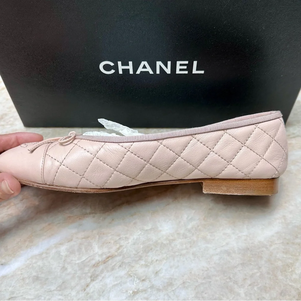 CHANEL Ballet flats Sz.39 Beige/Blush w/Box, shoe bags, docs. - Picture 8 of 16